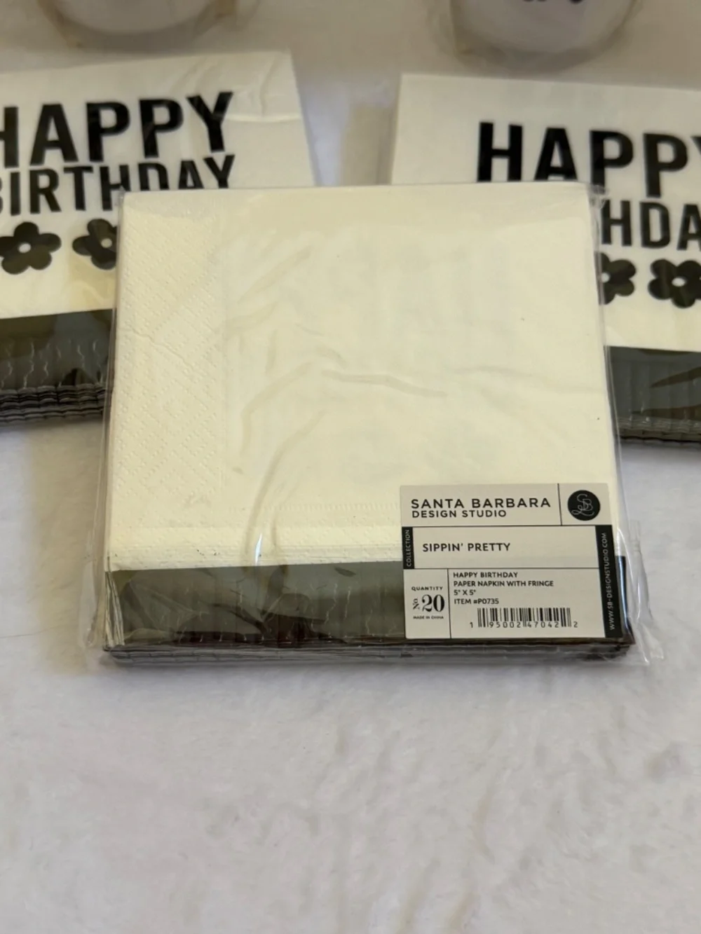 Santa Barbara Design Studio Happy Birthday Party Set 3 Napkin Packs 3 Cup Packs